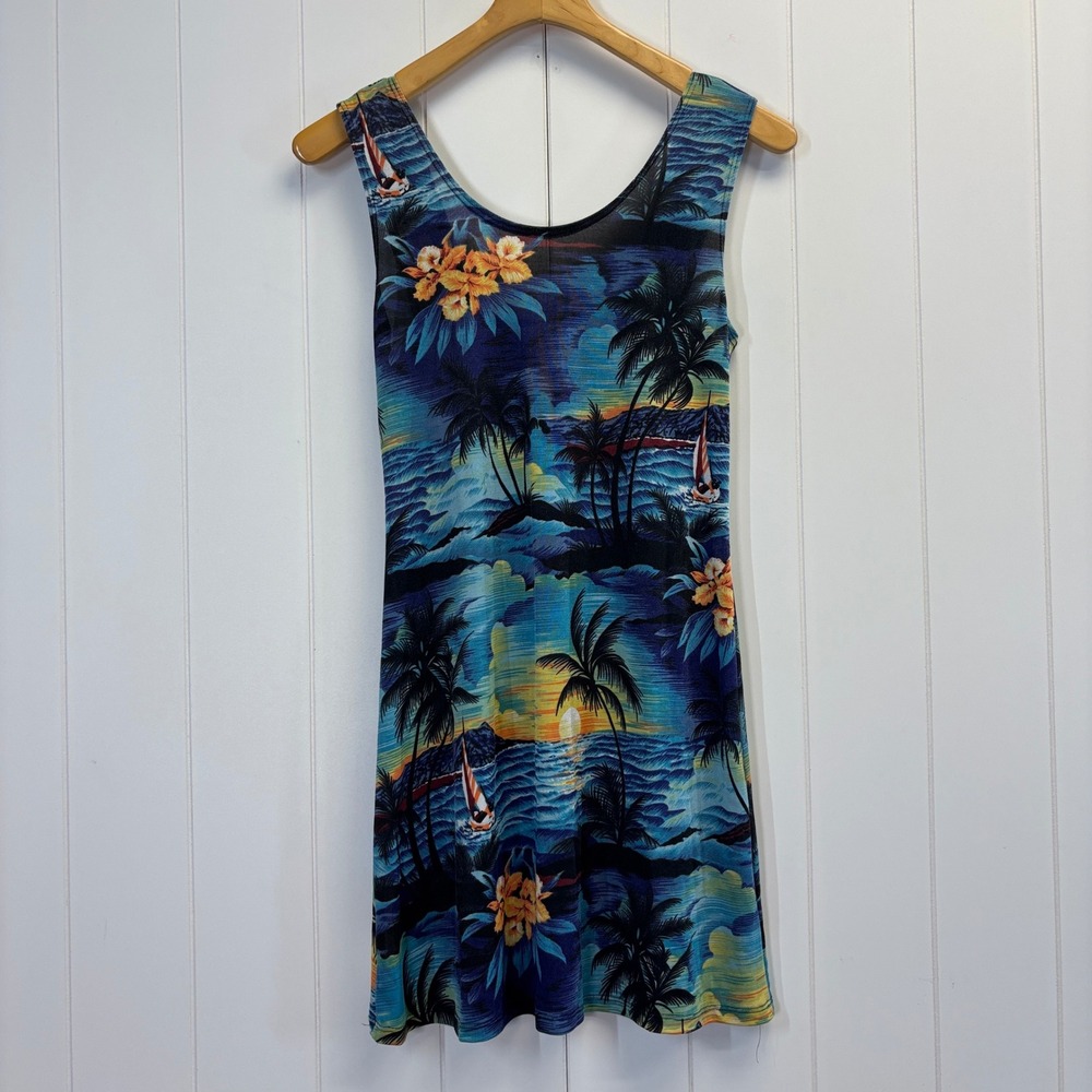 Vintage Jananas Women Y2K Hawaiian Tropical Mini Bodycon Dress Size S Island USA